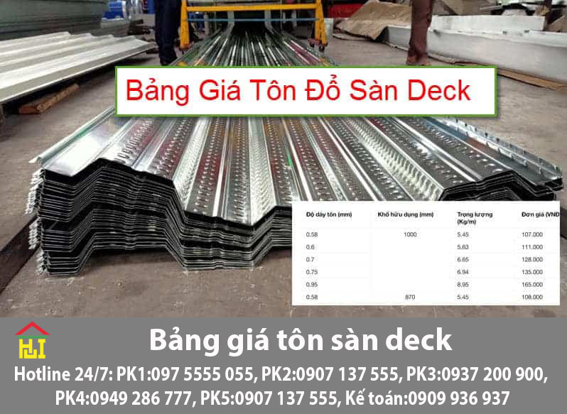 Bảng Báo Giá Tôn Đổ Sàn Deck