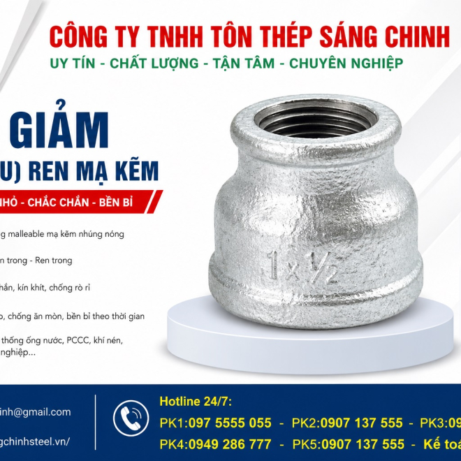 Bầu giảm (Côn thu) ren mạ kẽm