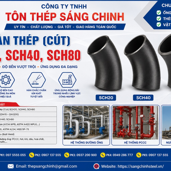 Co Hàn Thép (Cút) SCH20, SCH40, SCH80