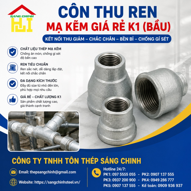 Côn thu ren mạ kẽm giá rẻ K1 (bầu)