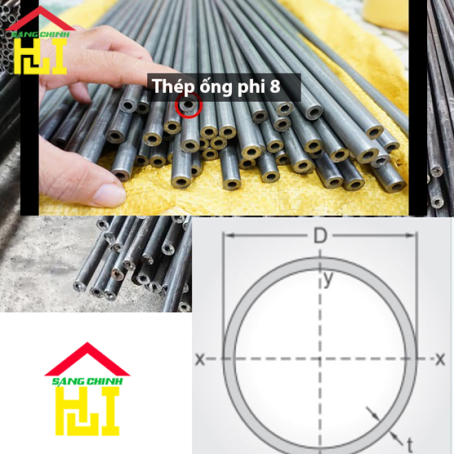 Thép ống phi 8
