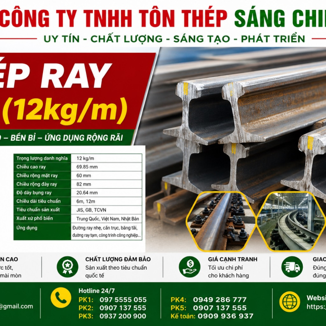 Thép Ray P12 (12kg/m)