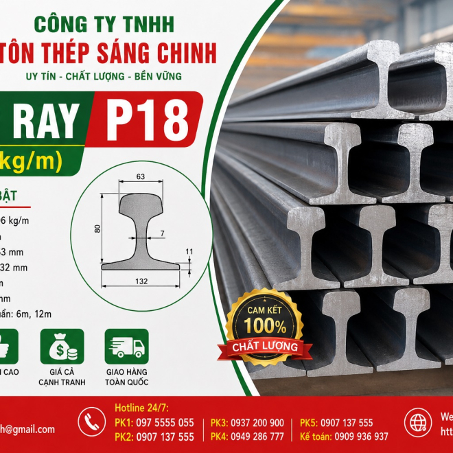 Thép Ray P18 (18.06kg/m)