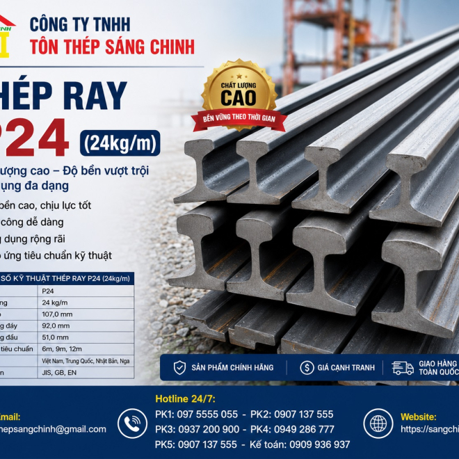 Thép Ray P24 (24kg/m)