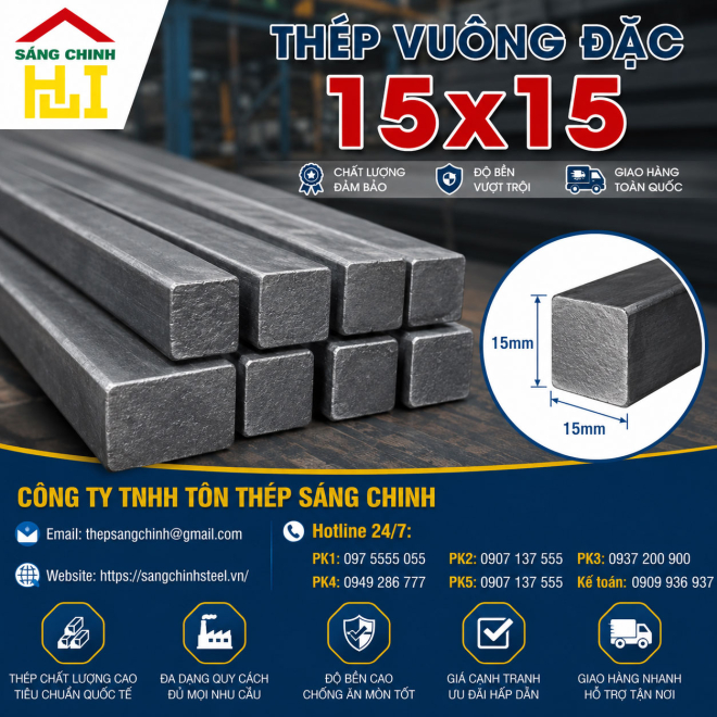 Bảng báo giá thép vuông đặc 15x15