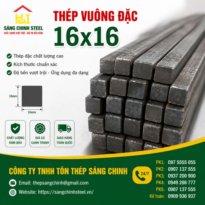 Bảng báo giá thép vuông đặc 16x16