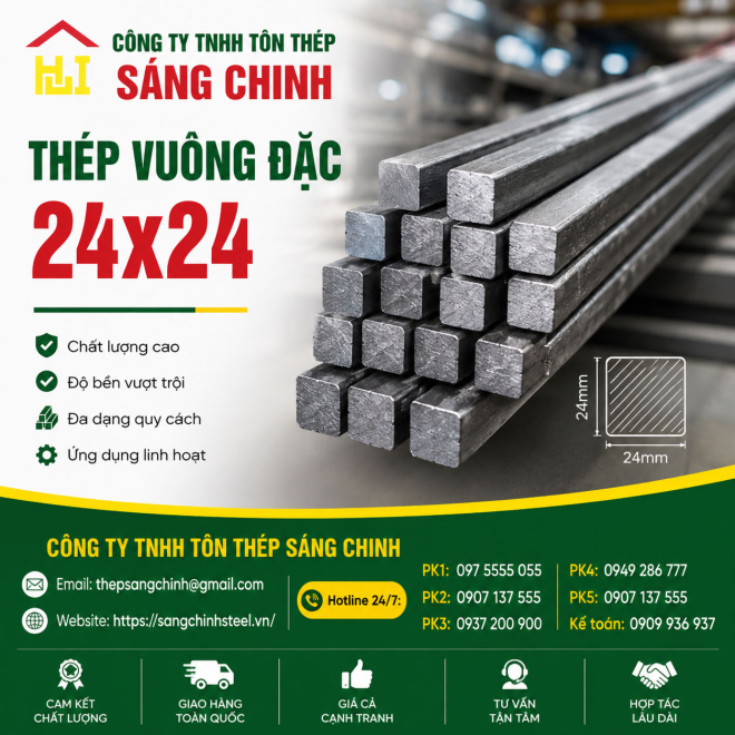 Bảng báo giá thép vuông đặc 24x24