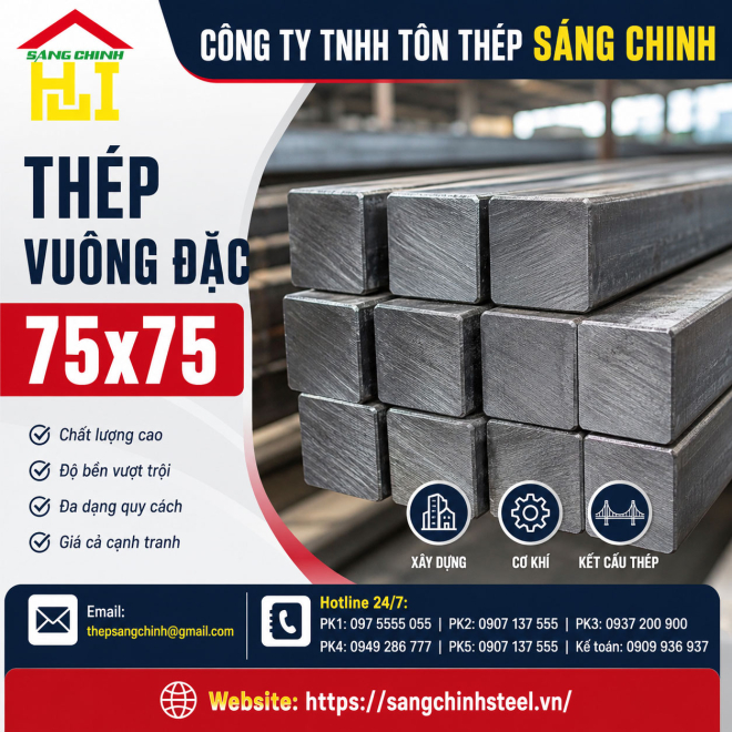 Bảng báo giá thép vuông đặc 75x75