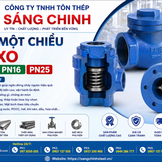 Van Một Chiều Lò Xo PN10 PN16 PN25